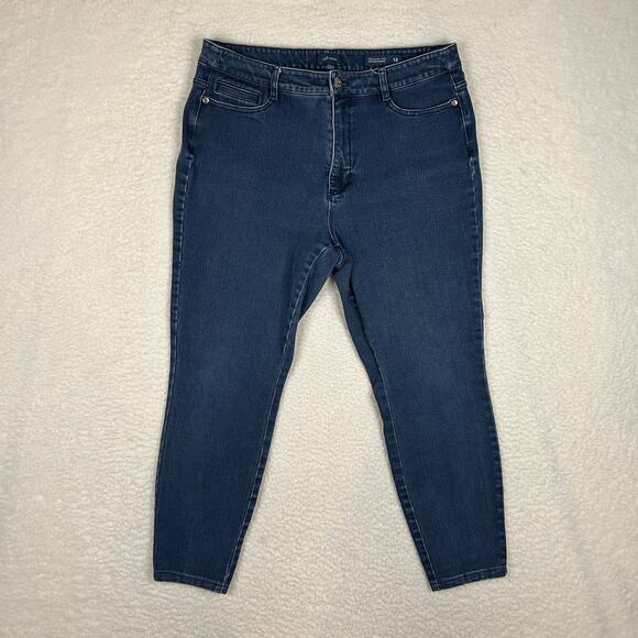 J Jill Womens Size 14 Premium Flex High Rise Denim Legging Deep Marine Wash Blue - Picture 1 of 10